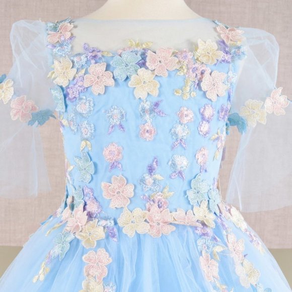 NEW DRESS FOR FORMAL OCCASIONS EMBROIDERED WITH FLORAL LACE FOR KIDS GL GK107 - Picture 4 of 12